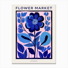 Blue Flower Market Poster Zinnia 2 Canvas Print