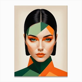 Geometric Woman Portrait Pop Art (86) Canvas Print