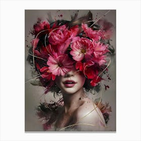 Flowers On A Woman'S Head Canvas Print