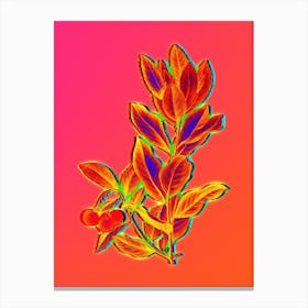 Neon Strawberry Tree Branch Botanical in Hot Pink and Electric Blue Canvas Print