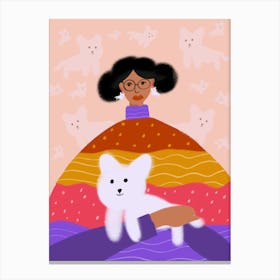 Woman With A Dog Canvas Print