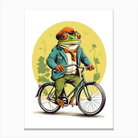 Frog On A Bicycle Canvas Print