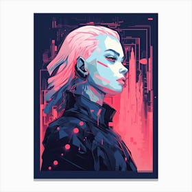 Cyber Girl, Neon Canvas Print