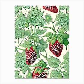 Alpine Strawberries, Plant, William Morris Style 3 Canvas Print