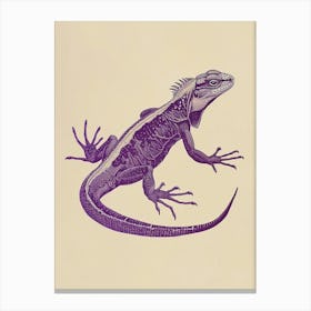 Purple Lesser Antillean Iguana Block Print 2 Canvas Print