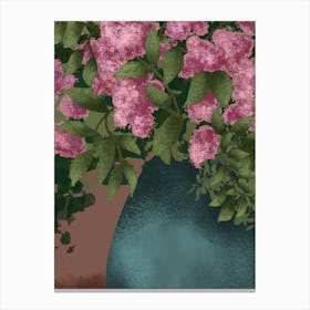 Lilacs Flowers In A Vase Canvas Print