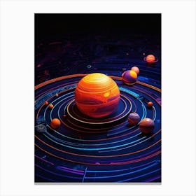 Default Neon Black Light Sgraffito Solar System 3d Illustratio 0 (6) Canvas Print