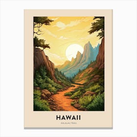 Kalalau Trail Hawaii 3 Vintage Hiking Travel Poster Canvas Print