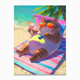 Cat On The Beach 2 Canvas Print