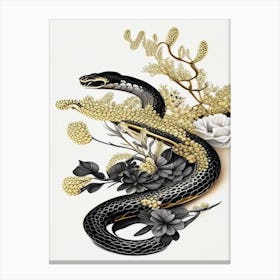 Black Pine Snake Gold And Black Canvas Print