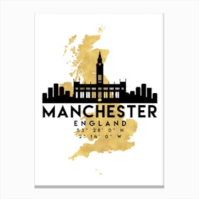 Manchester England Silhouette City Skyline Map Canvas Print
