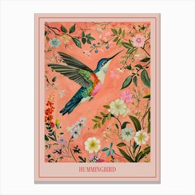 Floral Animal Painting Hummingbird 4 Poster Canvas Print