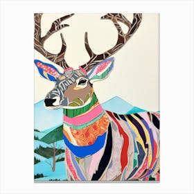 Maximalist Animal Painting Caribou 1 Canvas Print