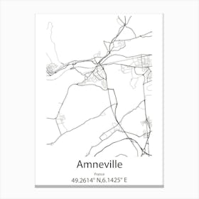 Amneville,France Minimalist Map Canvas Print