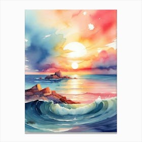 Sunset Watercolor Painting Canvas Print