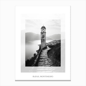 Poster Of Budva, Montenegro, Black And White Old Photo 1 Canvas Print