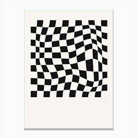 Wavy Checkered Pattern Poster B&W Canvas Print