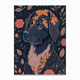 Floral Dog Portrait Boho Minimalism (33) Canvas Print