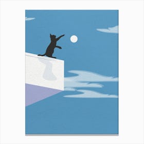 Vintage Minimal Art Cat On Roof Canvas Print