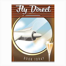 Fly Direct Book Today Retro flight  Canvas Print
