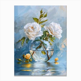 White Roses In A Vase Canvas Print