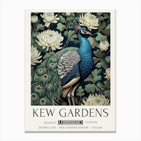 William Morris Print Peacock Flowers Kew Gardens Print Botanical Vintage London Canvas Print