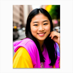Asian Girl Smiling-Reimagined Canvas Print