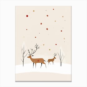 Deer In The Snow Christmas Winter Canvas Print