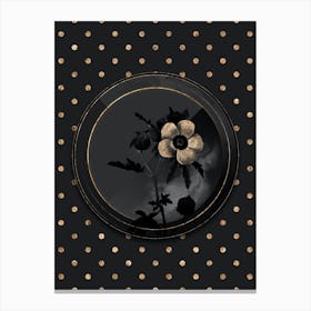 Shadowy Vintage Venice Mallow Botanical in Black and Gold n.0065 Canvas Print
