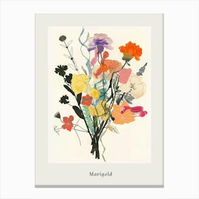 Marigold 2 Collage Flower Bouquet Poster Canvas Print