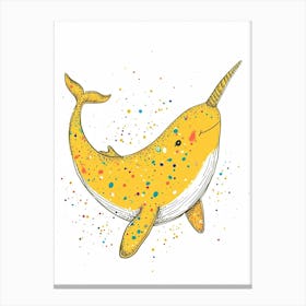 Yellow Narwhal 3 Canvas Print