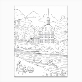 Line Art Inspired By A Sunday Afternoon On The Island Of La Grande Jatte 4 Canvas Print