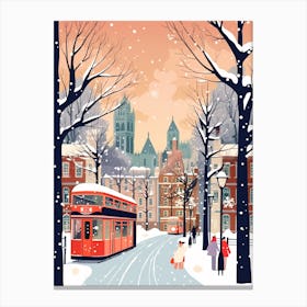 Vintage Winter Travel Illustration London United Kingdom 7 Canvas Print