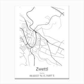 Zwettl,Austria Minimalist Map Canvas Print