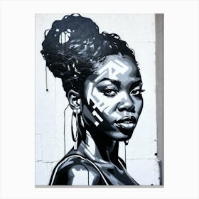 Graffiti Mural Of Beautiful Black Woman 140 Canvas Print