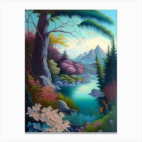 Nature Art Painting Drawing Natural Image Colors Bright Colors Trees Roses Grass Canvas Print