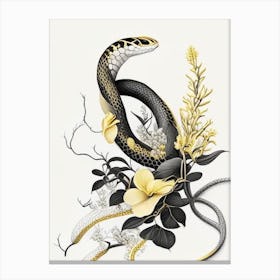 Yellow Lipped Sea Krait Snake Gold And Black Canvas Print