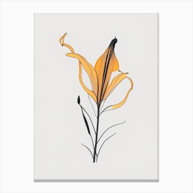 Tiger Lily Floral Minimal Line Drawing 1 Flower Canvas Print