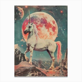 Pastel Unicorn In Space Retro Collage 1 Canvas Print