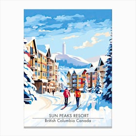 Sun Peaks Resort   British Columbia Canada, Ski Resort Poster Illustration 3 Canvas Print