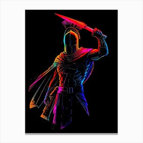 Spartan Warrior in Neon Canvas Print