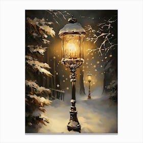 Street Lamp In The Snow Canvas Print