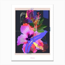 Hibiscus 4 Neon Flower Collage Poster Canvas Print