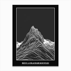 Beinn A Chlachair Mountain Line Drawing 1 Poster Canvas Print