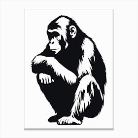 Thinker Monkey Graffiti Drip Illustration 2 Canvas Print