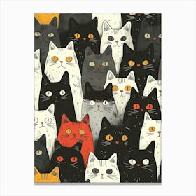 Perfectly Repeatable Artwork With Cute Cat Faces 15 Canvas Print