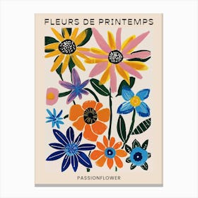 Spring Floral French Poster  Passionflower 3 Canvas Print