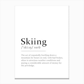 Skiing Definition Poster - Dictionary Canvas Print