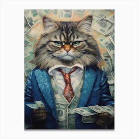 Gangster Cat Siberian 5 Canvas Print