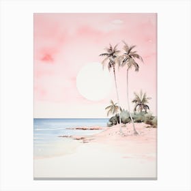 Watercolour Of Pink Sands Beach   Harbour Island Bahamas 0 Canvas Print